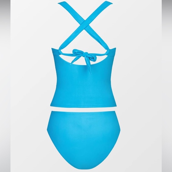 ~Tankini Bathing Suit for Women V Neck Ruched Two Piece Swimsuit O-Ring~ - Picture 2 of 7